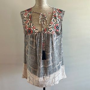 Knox Rose | XXL | Blue Cream / Floral Blouse | Boho